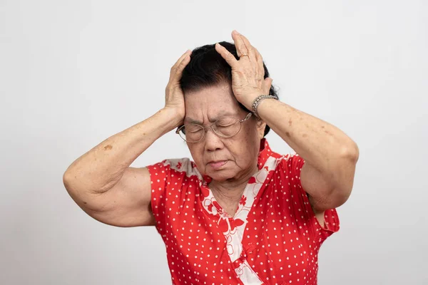 Egy Idős Nőnek Akinek Súlyos Fejfájása Van Szélütése Van Agyi — Stock Fotó