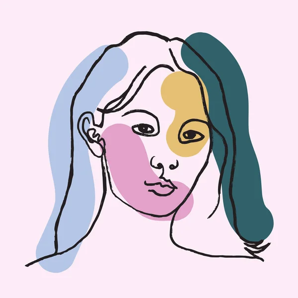 Красивая Девушка Длинными Волосами Прической Векторная Иллюстрация — стоковый вектор