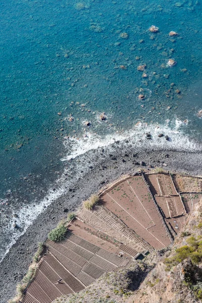 Krajobraz Polami Jasnymi Płytkimi Wodami Wybrzeżu Oceanu Atlantyckiego Maderze Jasnym — Zdjęcie stockowe