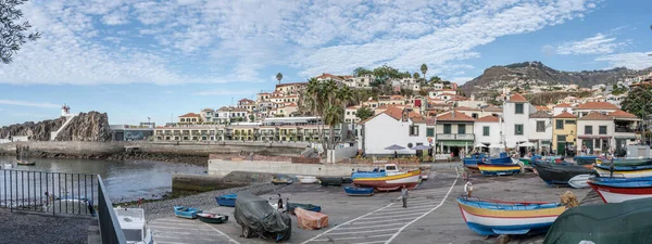 Camara Lobos 2022 Ekim Madeira Atlantik Kıyısındaki Köy Limanında Sabah — Stok fotoğraf