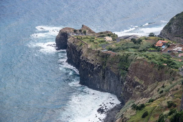 Aerial Landscape Scenic Overlook Little Peninsula Madeira Northern Shore Shot — Stock Photo, Image