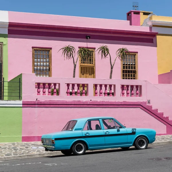 Paisaje Urbano Con Pintoresca Casa Rosas Barrio Kaap Filmado Con Fotos de stock libres de derechos
