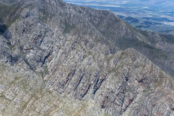 Aerial Landscape Glider Layered Rocky Cliffs Langeberge Range Shot South — Stock Photo, Image