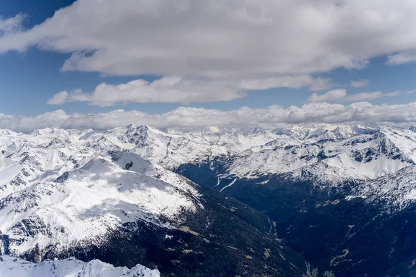 Aerial Landscape Glider Plane Valfurva Valley Confinale Peak Surrounding Ranges — Stock Photo, Image
