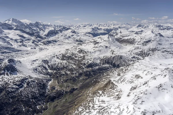 Paysage Aérien Partir Planeur Route Col Bernina Prise Sud Dans — Photo