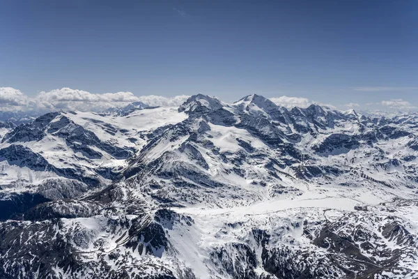 Krajobraz Powietrzny Szybowca Lodowego Jeziora Bianco Przełęczy Bernina Wystrzelony Wschodu — Zdjęcie stockowe