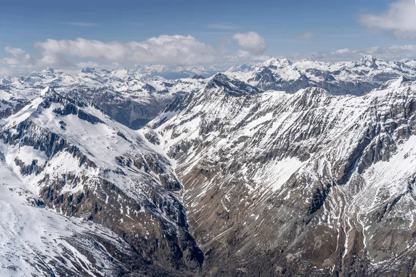 Paysage Aérien Partir Planeur Col Montagne Muretto Chaîne Bernina Tourné — Photo