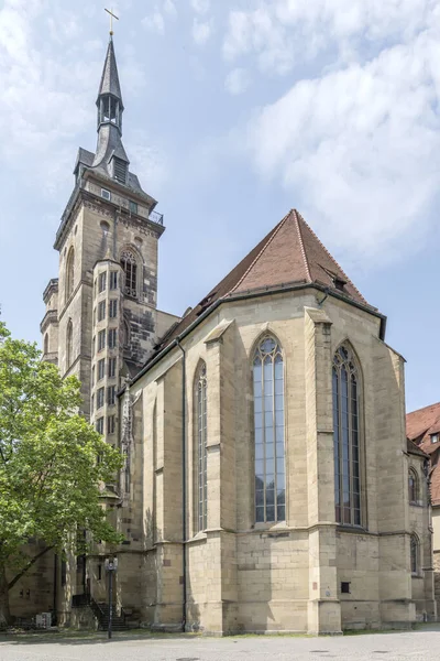 Stadtbild Mit Details Der Historischen Stiftskirche Apsis Große Fenster Gedreht — Stockfoto