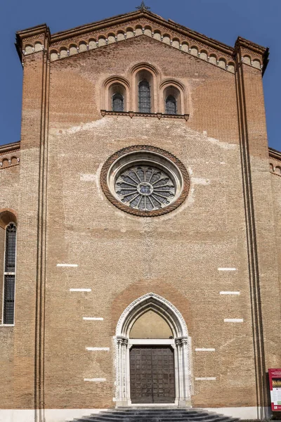Vista San Nicolo Fachada Igreja Filmado Luz Brilhante Treviso Veneto — Fotografia de Stock
