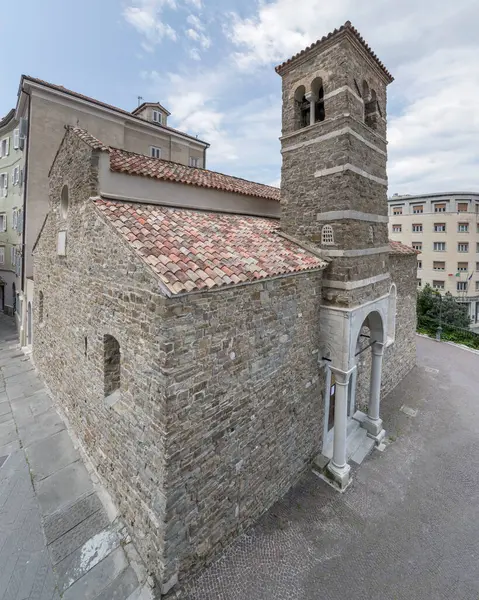 Vista Aérea Silvestro Iglesia Filmado Luz Brillante Trieste Friuli Italia —  Fotos de Stock