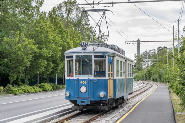 Trieste Italie Mai 2023 Paysage Urbain Avec Chariot Tramway Faisant — Photo