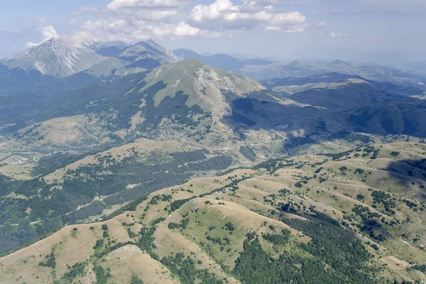 Aerial Landscape Glider Plane Capannelle Mountain Pass Road Gran Sasso — Stock Photo, Image
