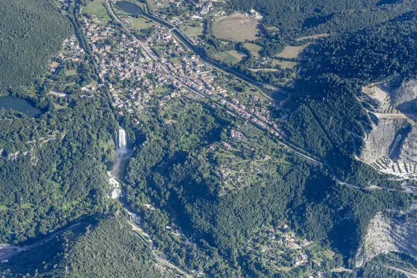 Paisagem Aérea Partir Avião Planador Com Águas Ondulantes Cachoeira Alta — Fotografia de Stock