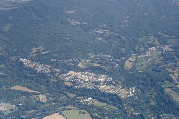 Aerial Shot Glider Plane Amatrice Village Almost Detroyed Earthquake Now — Stock Photo, Image