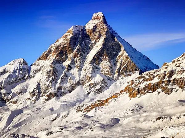 Matterhorn Cervino Widok Stoku Narciarskiego Cervinia Obraz Stockowy