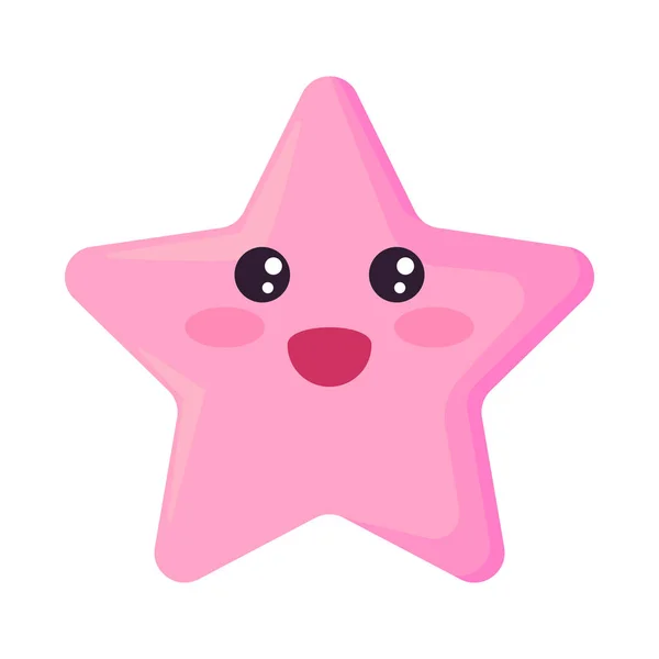 Estrella Kawaii Cielo Icono Aislado — Vector de stock