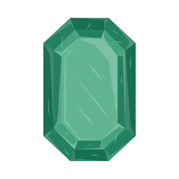 Icono Piedra Preciosa Esmeralda Aislado Plano — Archivo Imágenes Vectoriales