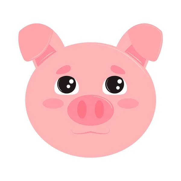 Cute Pig Face Icon Isolated — Stock Vector