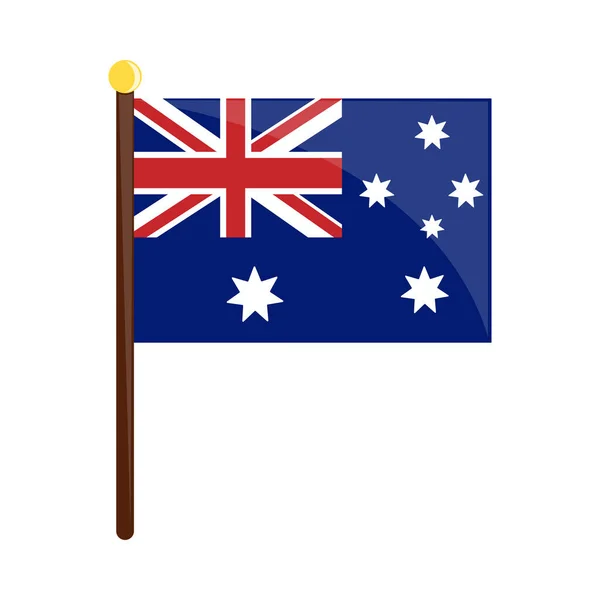 Bandiera Australiana Isolata Nell Icona Del Palo — Vettoriale Stock