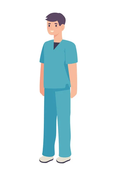 Mâle Infirmière Personnage Icône Isolé — Image vectorielle