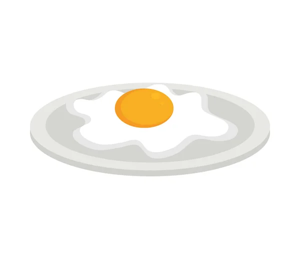 Жареное Яйцо Икона Завтрак Плоский Изолирован — стоковый вектор