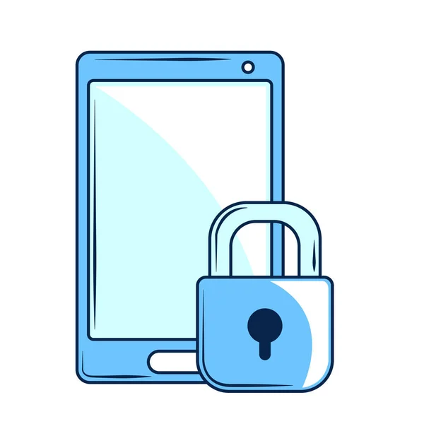 Ícone Cibersegurança Smartphone Cadeado Isolado — Vetor de Stock
