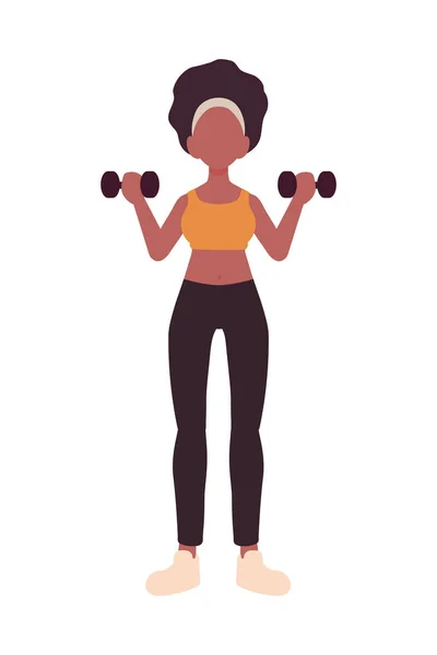 Woman Lifting Dumbbells Isolated Icon — Stock Vector