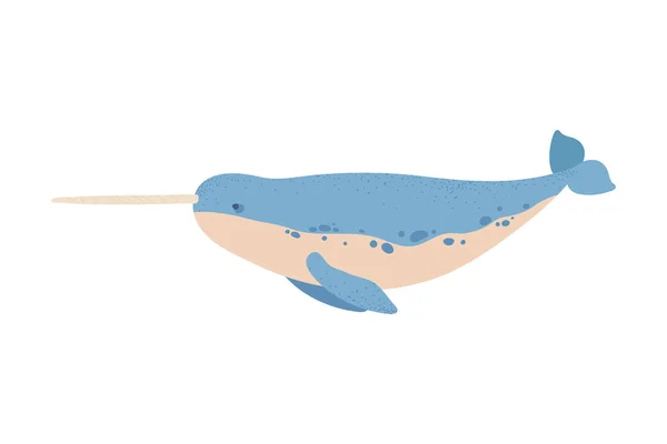 独角鲸野生动物隔离图标平面 — 图库矢量图片