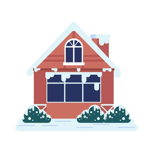 Wintergemütliche Haus Und Garten Ikone Isoliert — Stockvektor