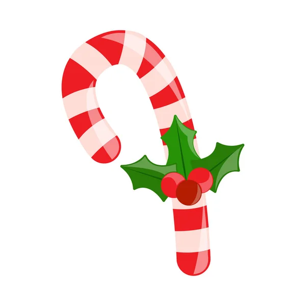 Navidad Caramelo Bastón Icono Aislado — Vector de stock