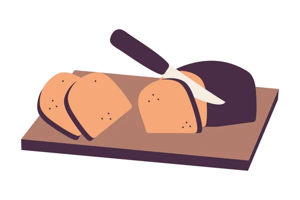 Приготовление Пищи Хлеб Ножом Иконка Изолированы — стоковый вектор