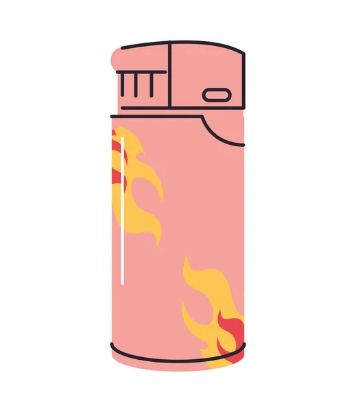 Feuerzeug Mit Flammen Ikone Flach Isoliert — Stockvektor