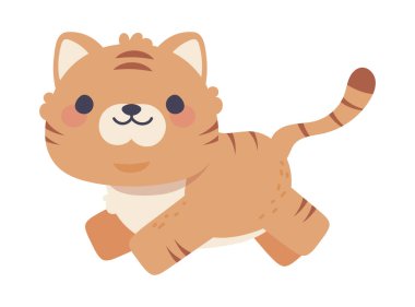 Kaplan kawaii hayvan simgesi izole edildi