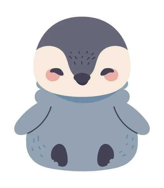 Penguin Kawaii Animal Icon Isolated — Stock Vector