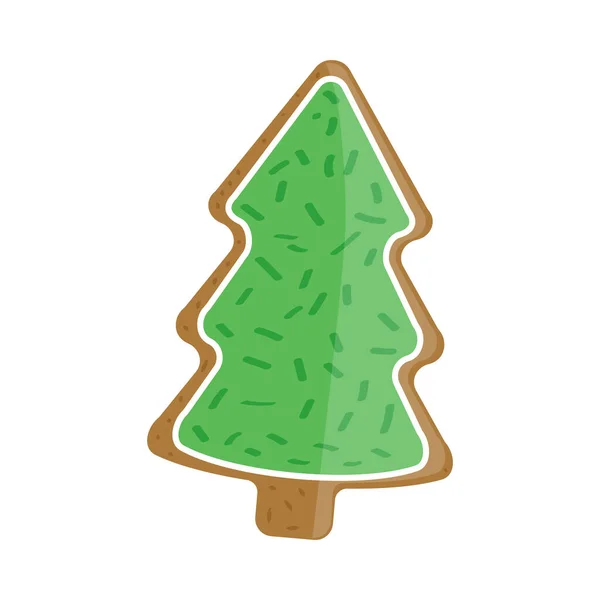 Ícone Árvore Biscoito Natal Isolado — Vetor de Stock