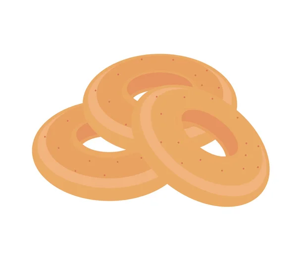 Brot Donuts Symbol Flach Isoliert — Stockvektor