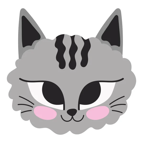 Сірий Кіт Обличчя Значок Ізольовані — стоковий вектор