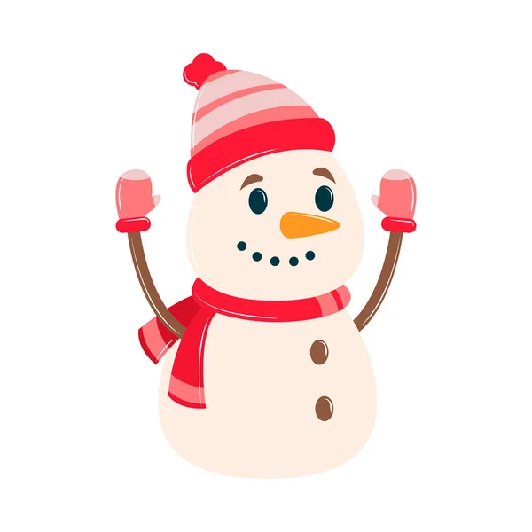 Pupazzo Neve Natale Personaggio Icona Isolato — Vettoriale Stock