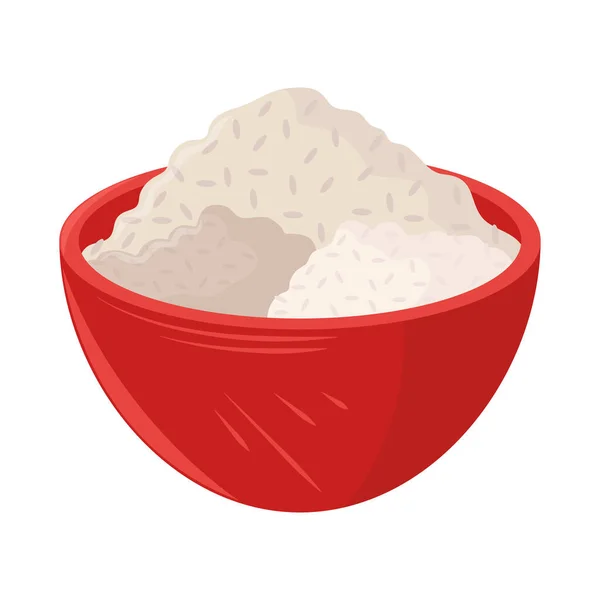 Rice Bowl Food Icon Isolated — Stock Vector