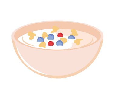 Mısır gevreği ve meyve vejetaryen gıda ikonu