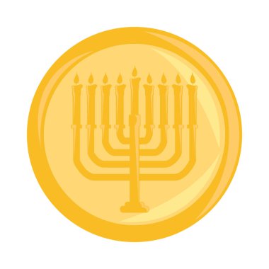 Altın sikke Hanuka simgesi izole edildi