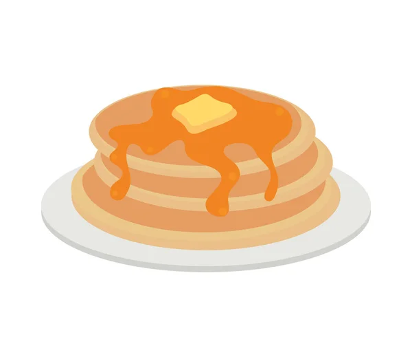 Pancakes Breakfast Icon Flat Isolated — Stock Vector