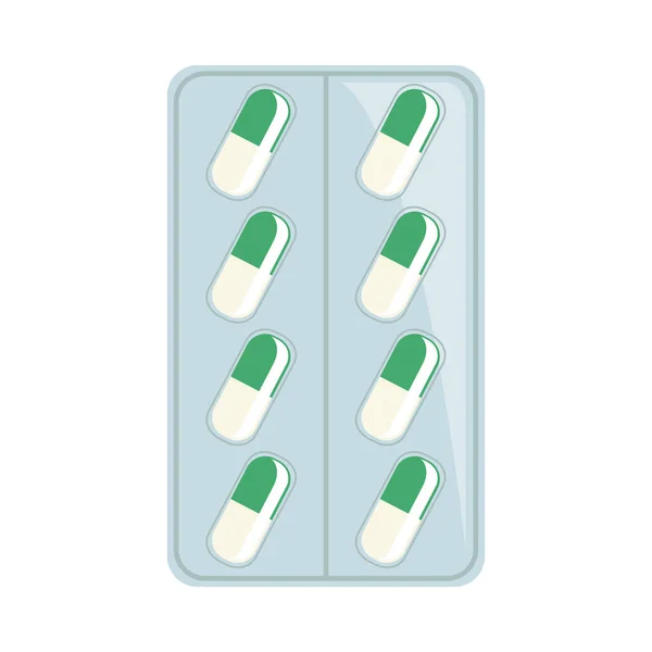 Medicamento Ícone Embalagem Blister Isolado —  Vetores de Stock