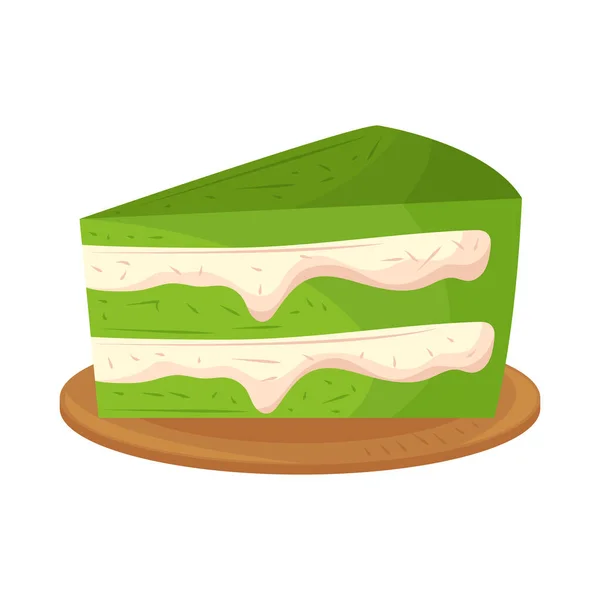 Matcha Kuchen Mit Sahne Symbol Isoliert — Stockvektor
