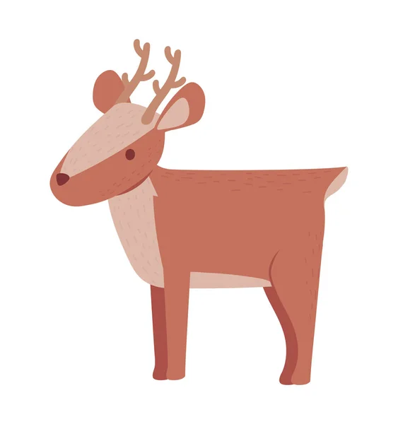 Deer Winter Animal Icon Isolated — Stock Vector