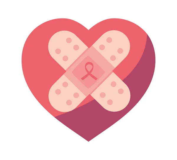 Herz Mit Band Aids Ikone Isoliert — Stockvektor