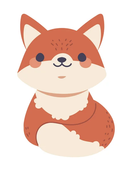 Ikona Zwierząt Fox Kawaii Izolowana — Wektor stockowy