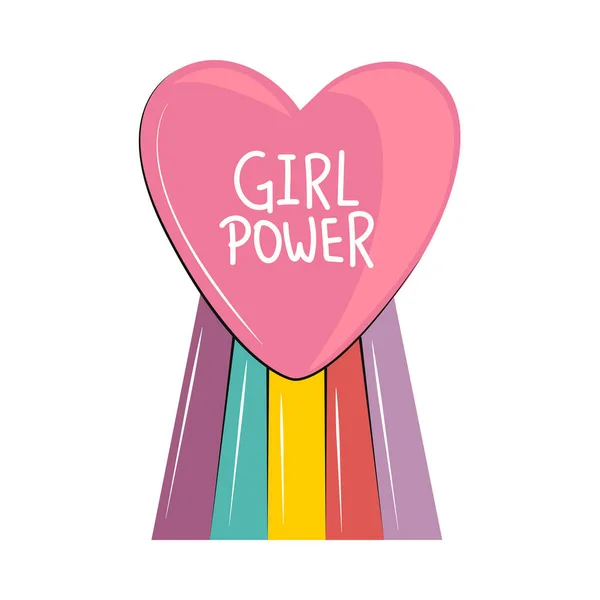 Ikon Power Heart Gadis Terisolasi - Stok Vektor