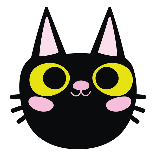 Black Face Cat Icon Isolated — Stock Vector