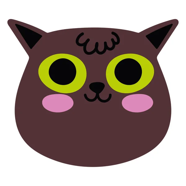 Hnědá Kočka Tvář Ikona Izolované — Stockový vektor